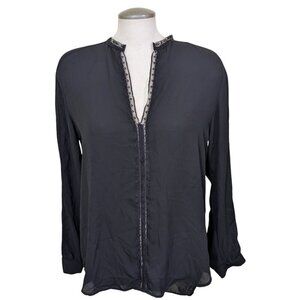 Womens Sheer Blouse US XL Black Lace Euro 44 V Neck Whimsygoth Barcelona